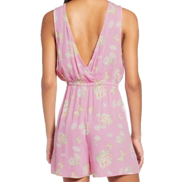 Nordstrom BP Floral Anna Romper Playsuit Deep Plunge Back back Elasticized Waist - Picture 4 of 11